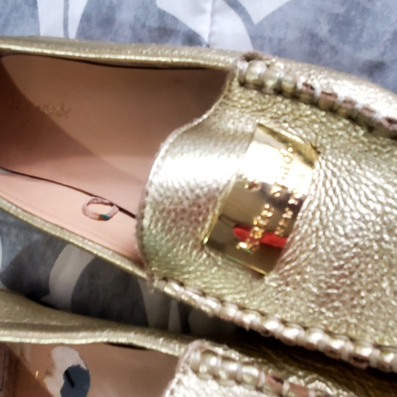 Kate Spade Gold CORRIE LEATHER LOAFERS. - Picture 2 of 6
